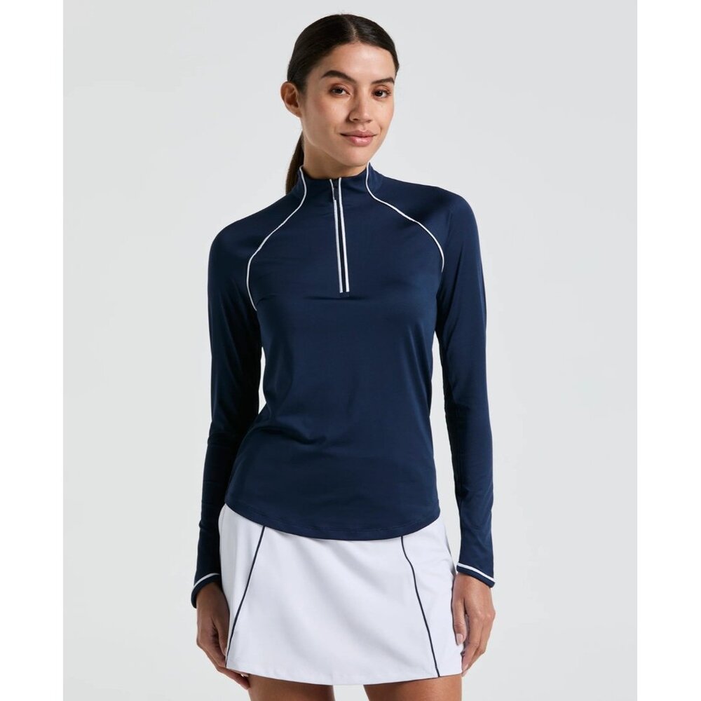 NEW Original Penguin Women’s XS Long Sleeve Quarter-Zip Tennis Shirt Navy Blue